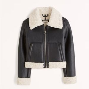 Abercrombie & Fitch Sherpa-Lined Vegan Leather Jacket